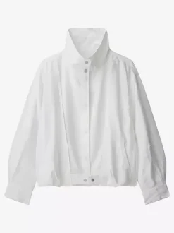 Blouse For Women White Buttons Stand Collar Casual Long Sleeves Tops