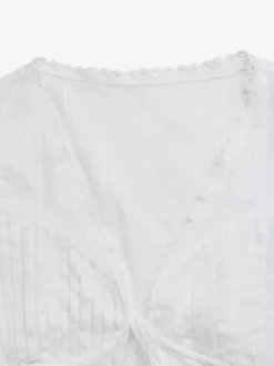 Blouse For Women White Lace Up V-Neck Sexy Sleeveless Tops