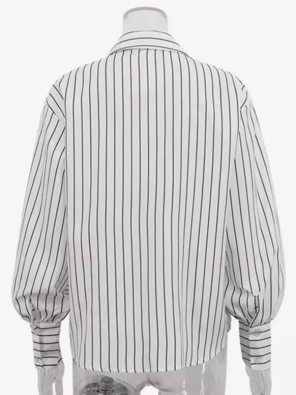 Blouse For Women White Turndown Collar Clothes Casual Bows Long Sleeves Tops