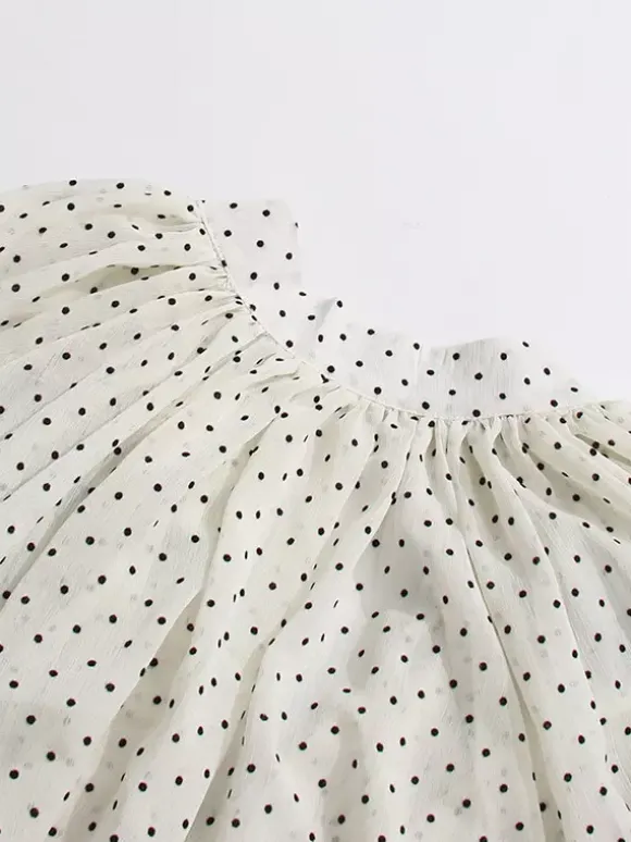 Blouse For Women White V-Neck Clothes Chic Lace Up Ruffles Long Sleeves Tops