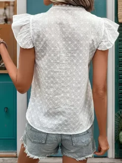 Blouse Ruffles Sleeves Buttons Boho-Inspired Summer Casual Blouse