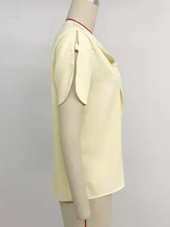 Blouse For Women Apricot V-Neck Casual Short Sleeves Summer Tops