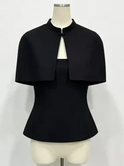 Blouse For Women Coffee Brown Buttons Strapless Elegant Sleeveless Tops
