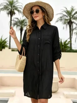 Blouse For Women White Cotton Turndown Collar Chic Buttons Long Sleeves Tops