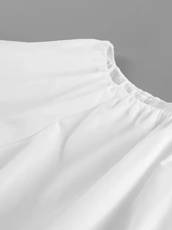 Blouse For Women White Off-The-Shoulder Elegant Long Sleeves Cotton Tops