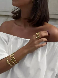 Blouse For Women White Off-The-Shoulder Elegant Long Sleeves Cotton Tops