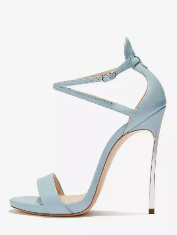 Blue High Heel Sandals Women's Open Toe Criss Cross Party Shoes