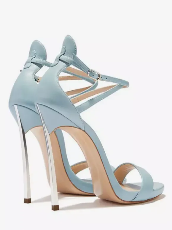 Blue High Heel Sandals Women's Open Toe Criss Cross Party Shoes
