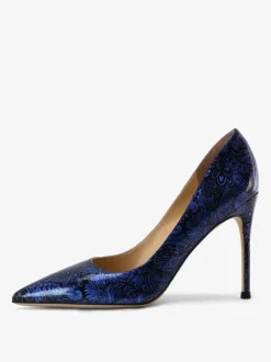 Blue High Heels Pointed Toe Printed Stiletto Heel Dress Pumps