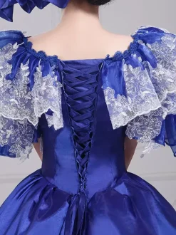 Blue Retro Costumes Bows Polyester Hat Women's Retro Marie Antoinette Costume Set Vintage Clothing