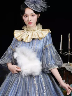 Blue Retro Costumes Lace Polyester Marie Antoinette Costume Headwear Women's Retro Masquerade Ball Gown