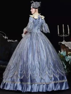 Blue Retro Costumes Lace Polyester Marie Antoinette Costume Headwear Women's Retro Masquerade Ball Gown