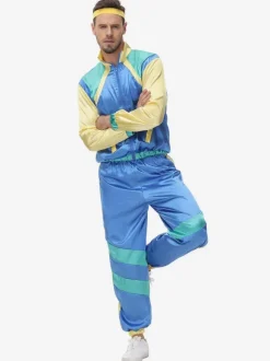 Blue 90's Retro Tudor Dress Costumes Men's Retro Hi Pop Costume Party Prom Outfits
