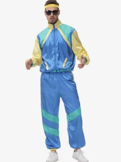 Blue 90's Retro Tudor Dress Costumes Men's Retro Hi Pop Costume Party Prom Outfits