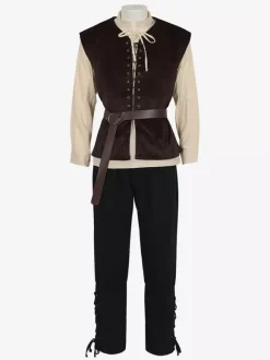 Blue Vintage Top Retro Polyester Sleeveless Retro Costumes For Man
