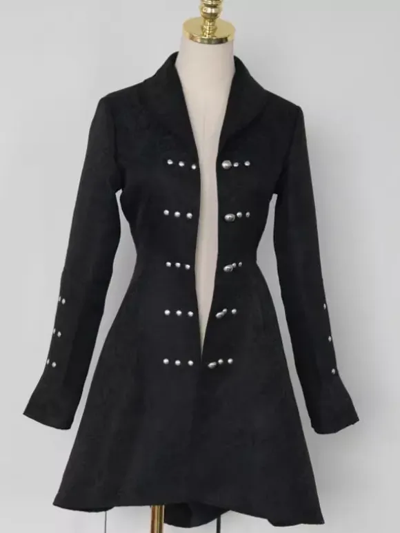 Blue Vintage Top Vintage Buttons Long Sleeves Polyester Polyester Fiber Overcoat Retro Costumes For Man
