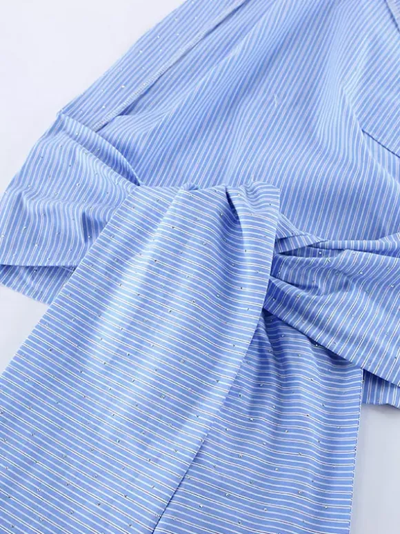 Blue Cami Top Halter Rhinestones Lace Up Sexy Cotton Women Camis