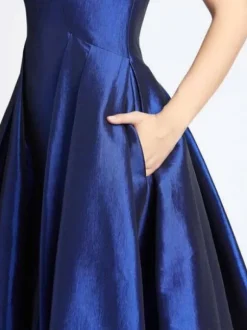 Blue Formal Gowns A-Line Prom Dress Taffeta Floor-Length Party Dresses Gossip Gowns