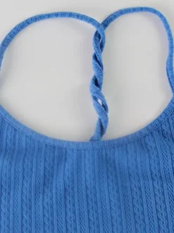Blue High Slit Cami Maxi Dress For Women - Sexy Spaghetti Strap Bodycon Sundress - Summer Beach Vacation 2026