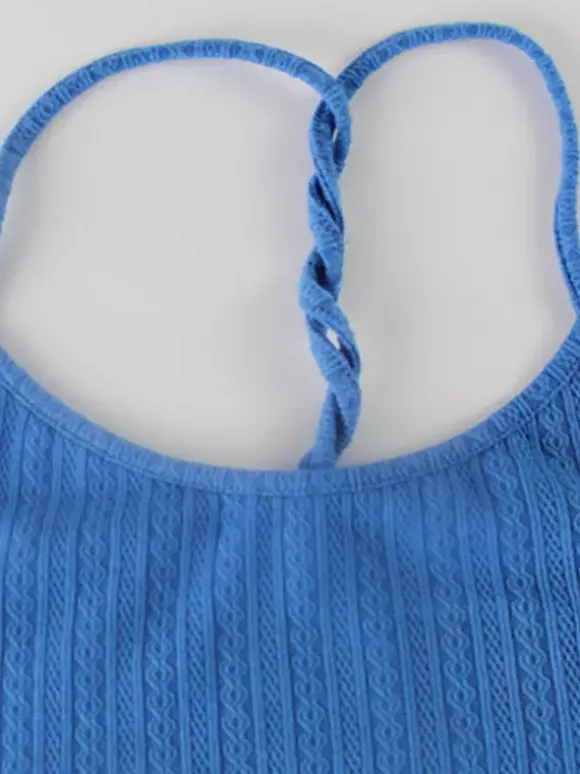 Blue High Slit Cami Maxi Dress For Women - Sexy Spaghetti Strap Bodycon Sundress - Summer Beach Vacation 2026