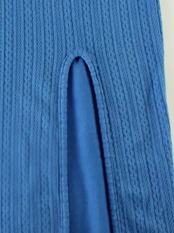 Blue High Slit Cami Maxi Dress For Women - Sexy Spaghetti Strap Bodycon Sundress - Summer Beach Vacation 2026
