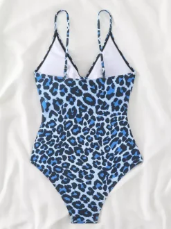 Blue Leopard Print One-Piece Swimsuit With Cut-Out Detail 2026