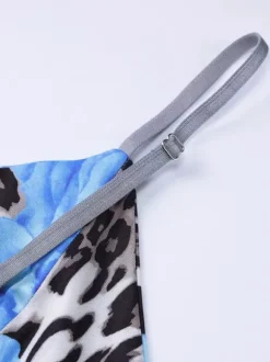 Blue Leopard Print Strapless Maxi Dress For Women Bold Street Style