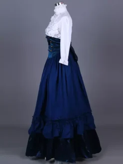 Blue Retro Costumes Ruffles Polyester Marie Antoinette Costume Top Women's Retro Set Vintage Clothing