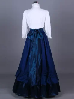 Blue Retro Costumes Ruffles Polyester Marie Antoinette Costume Top Women's Retro Set Vintage Clothing