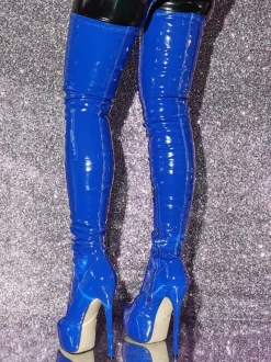 Blue Thigh High Boots Sexy Platform High Heel Over The Knee Boots