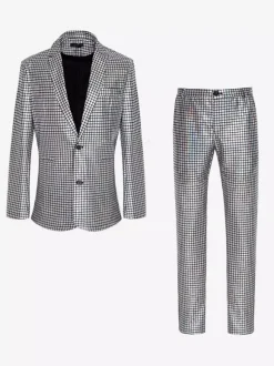 Blue Vintage Set Retro Polyester Long Sleeves Retro Costumes For Man