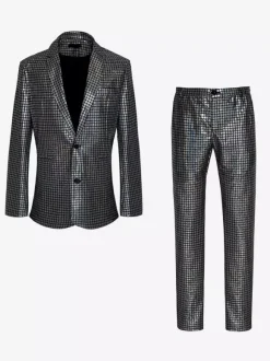 Blue Vintage Set Retro Polyester Long Sleeves Retro Costumes For Man