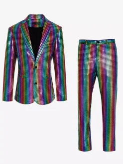 Blue Vintage Set Retro Polyester Long Sleeves Retro Costumes For Man