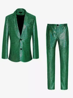 Blue Vintage Set Retro Polyester Long Sleeves Retro Costumes For Man