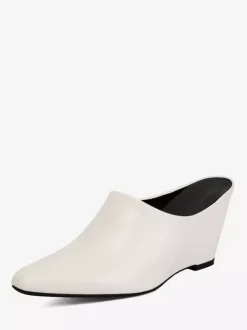 Blue Women's Wedges Pointed Toe Slip On Mules