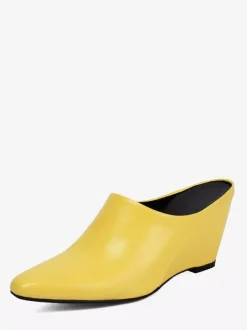 Blue Women's Wedges Pointed Toe Slip On Mules