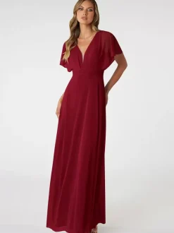 Blush Pink Bridesmaid Dresses V-Neck Backless Chiffon A-Line Prom Dress