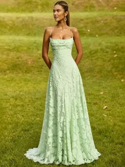 Blush Pink Floral Lace Maxi Dress Strapless Tube Top Criss Cross Lace Up Open Back Wedding Guest Bridesmaid Gown