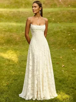 Blush Pink Floral Lace Maxi Dress Strapless Tube Top Criss Cross Lace Up Open Back Wedding Guest Bridesmaid Gown