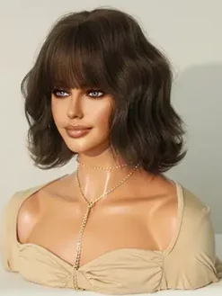 Bobo Short Curly Hair With Bangs Water Wave Daily Synthetic Wig For Women 2026
