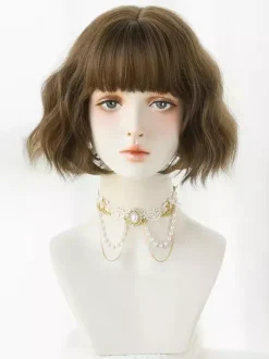 Bobo Short Curly Hair With Bangs Water Wave Daily Synthetic Wig For Women 2026