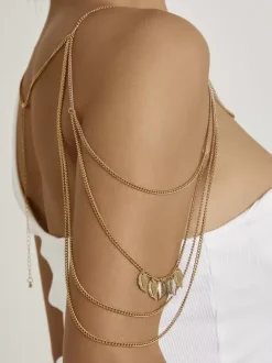 Body Chain Layered Feather Pendant Sexy Summer Shoulder Chain