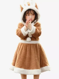 Bodycon Christmas Khaki Dress Polyester Two-Tone Christmas Holidays Costumes