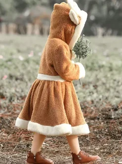 Bodycon Christmas Khaki Dress Polyester Two-Tone Christmas Holidays Costumes