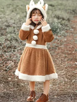 Bodycon Christmas Khaki Dress Polyester Two-Tone Christmas Holidays Costumes
