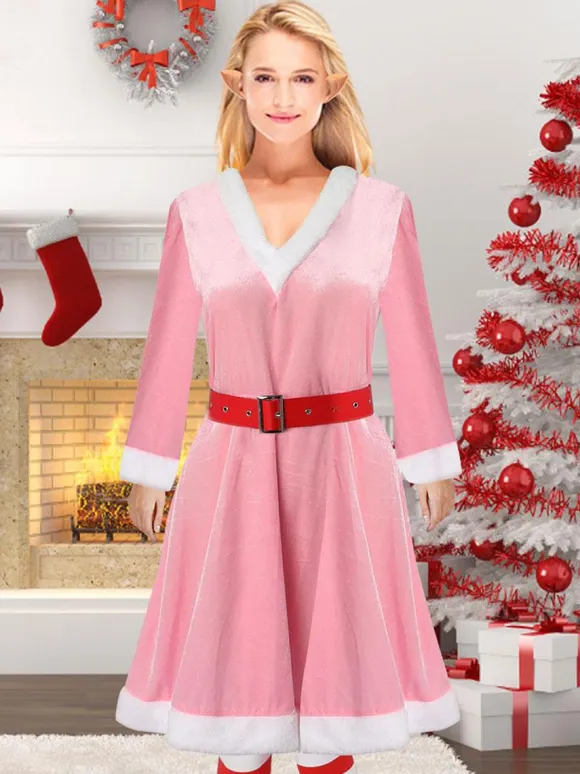 Bodycon Christmas Pink Footwear Dress Headwear Polyester Ombre Christmas Holidays Costumes
