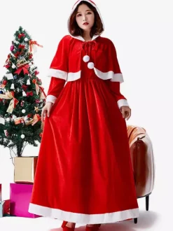 Bodycon Christmas Red Dress Polyester Two-Tone Christmas Holidays Costumes
