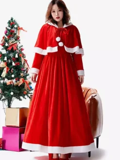 Bodycon Christmas Red Dress Polyester Two-Tone Christmas Holidays Costumes