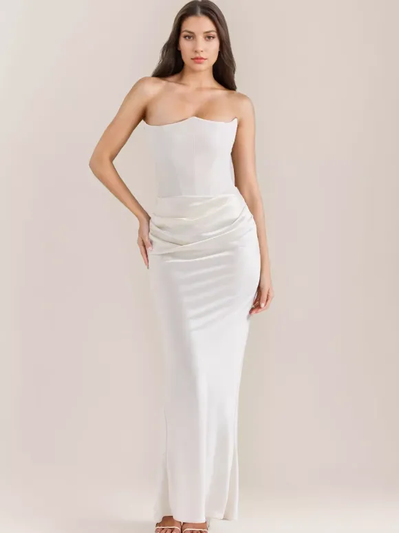 Bodycon Dresses Gray Sleeveless Pleated Chic Strapless Irregular Body-conscious Dress Sheath Dress