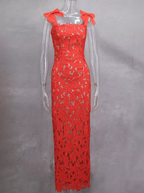 Bodycon Long Dress With Bow Straps Summer Long Party Dress For Women 2026